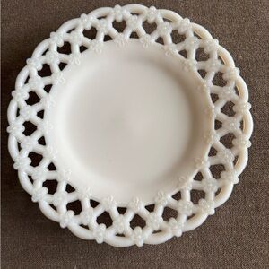 Vintage Westmoreland Milk Glass Lace-Edged Plate